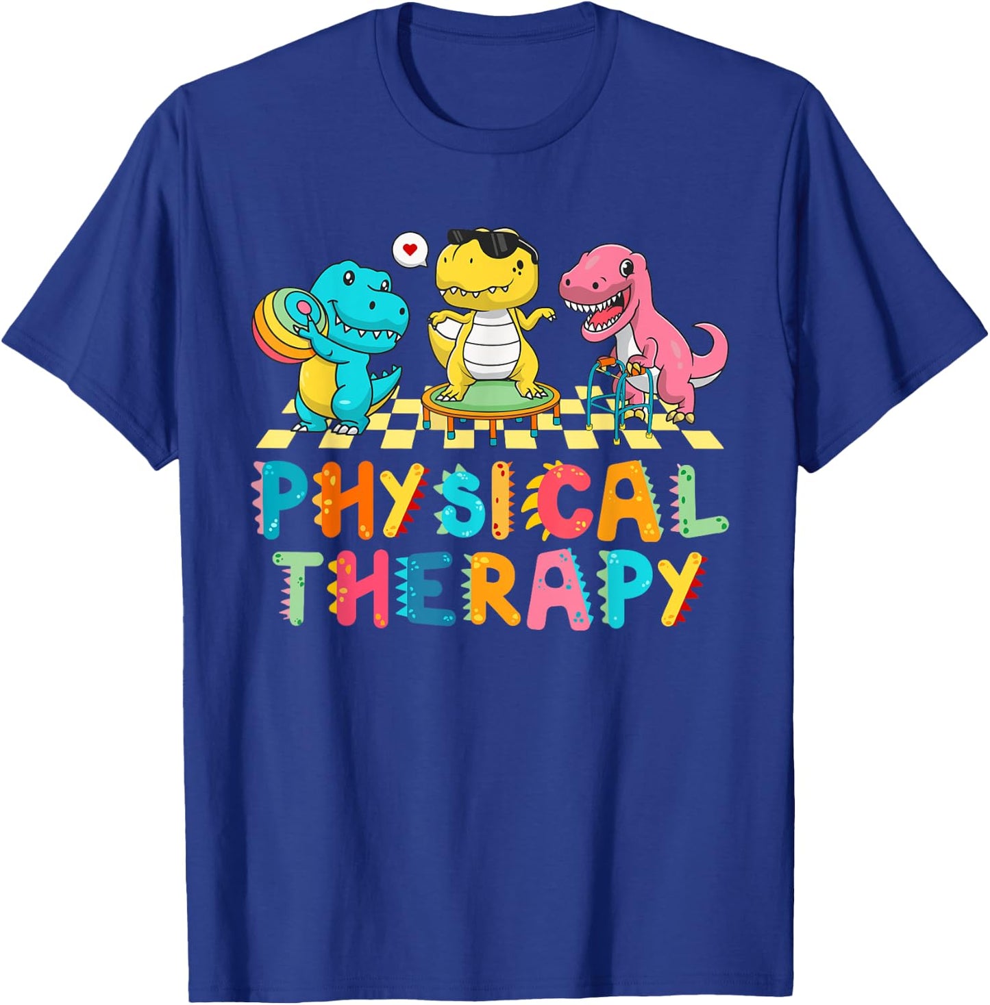 Pediatric Physical Therapist Cute Dinosaur PT PTA Therapy T-Shirt - T-Shirt | Royal