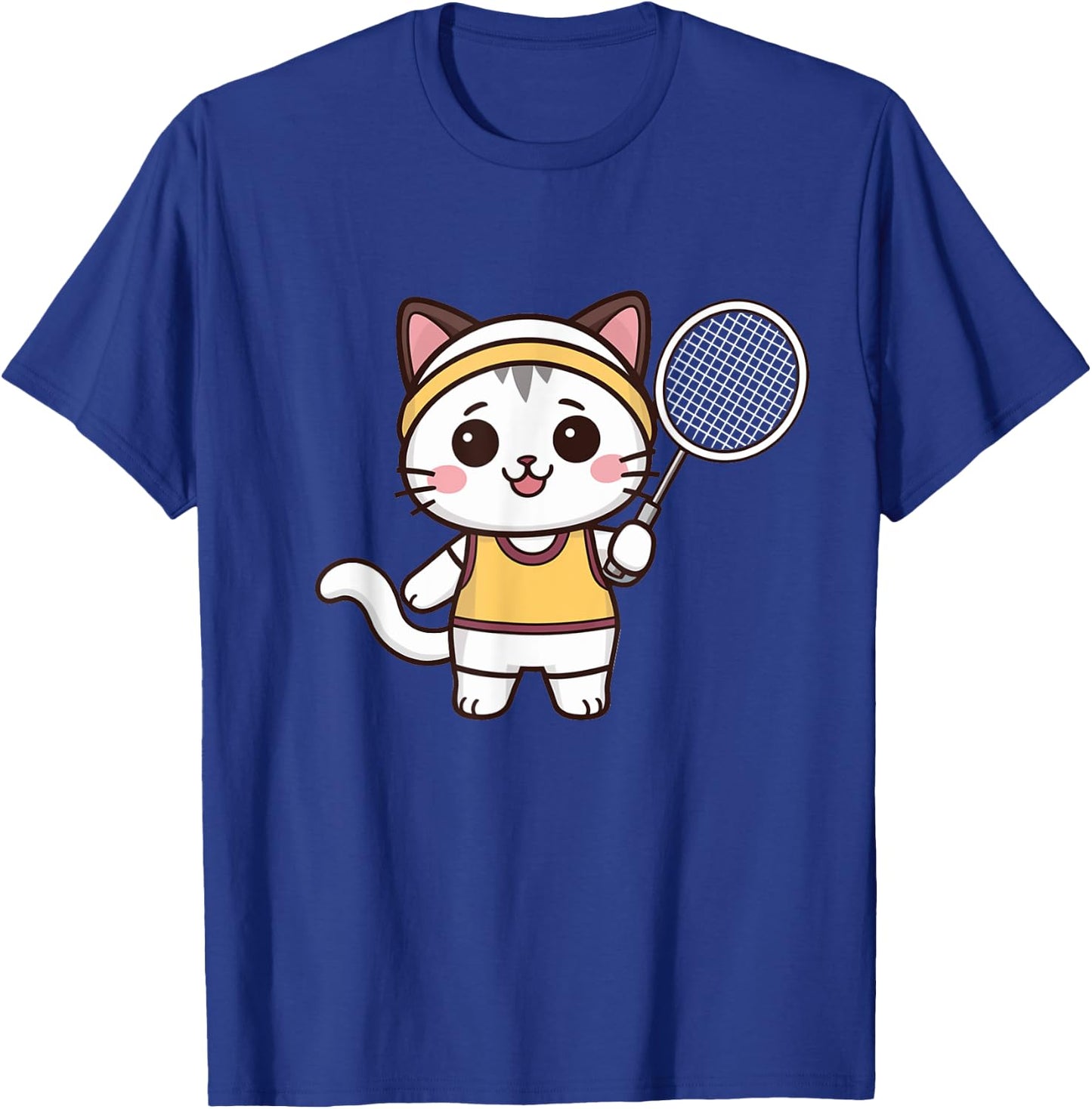 Badminton Funny Cat Women Girls Badminton Player Kawaii T-Shirt - T-Shirt | Royal