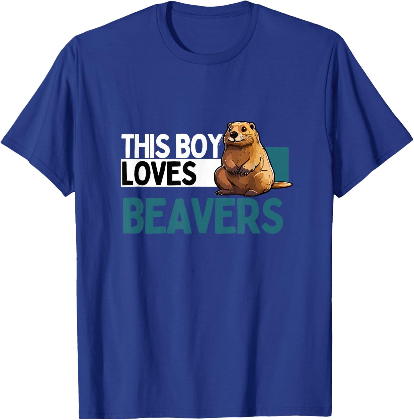 Funny Beaver Shirt Boys Animal Beaver Lover T-Shirt - T-Shirt | Royal