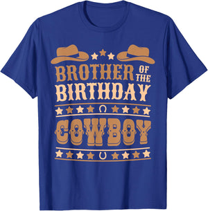 Brother Of Birthday Cowboy Cute Western Bday Boy Birthday T-Shirt - T-Shirt | Royal