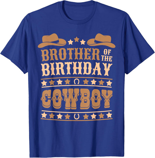 Brother Of Birthday Cowboy Cute Western Bday Boy Birthday T-Shirt - T-Shirt | Royal
