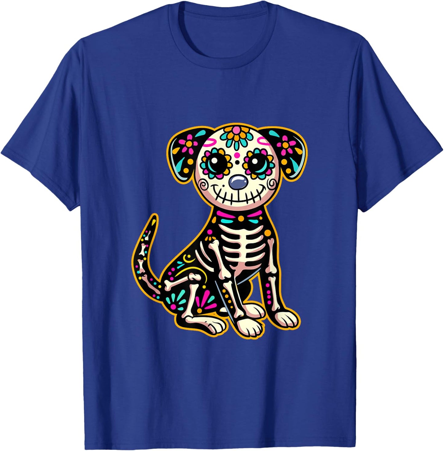 Dia de Los Muertos Skeleton Sugar Skull Dog Day of The Dead T-Shirt - T-Shirt | Royal