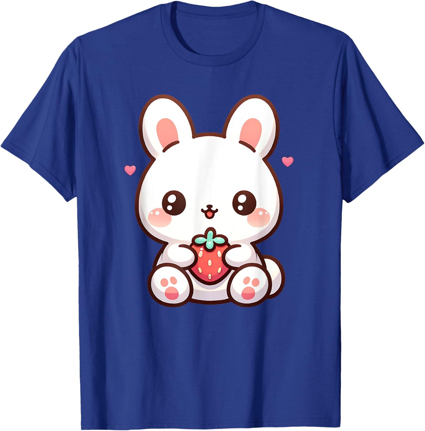 Cute Bunny Rabbit Eating Strawberry Tween Girls Graphic T-Shirt - T-Shirt | Royal