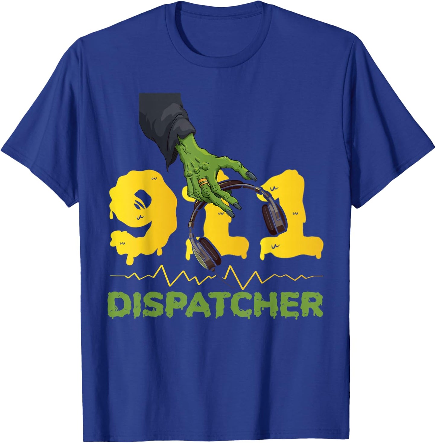 911 Dispatcher Thin Gold Yellow Line Halloween Costume 911 T-Shirt - T-Shirt | Royal