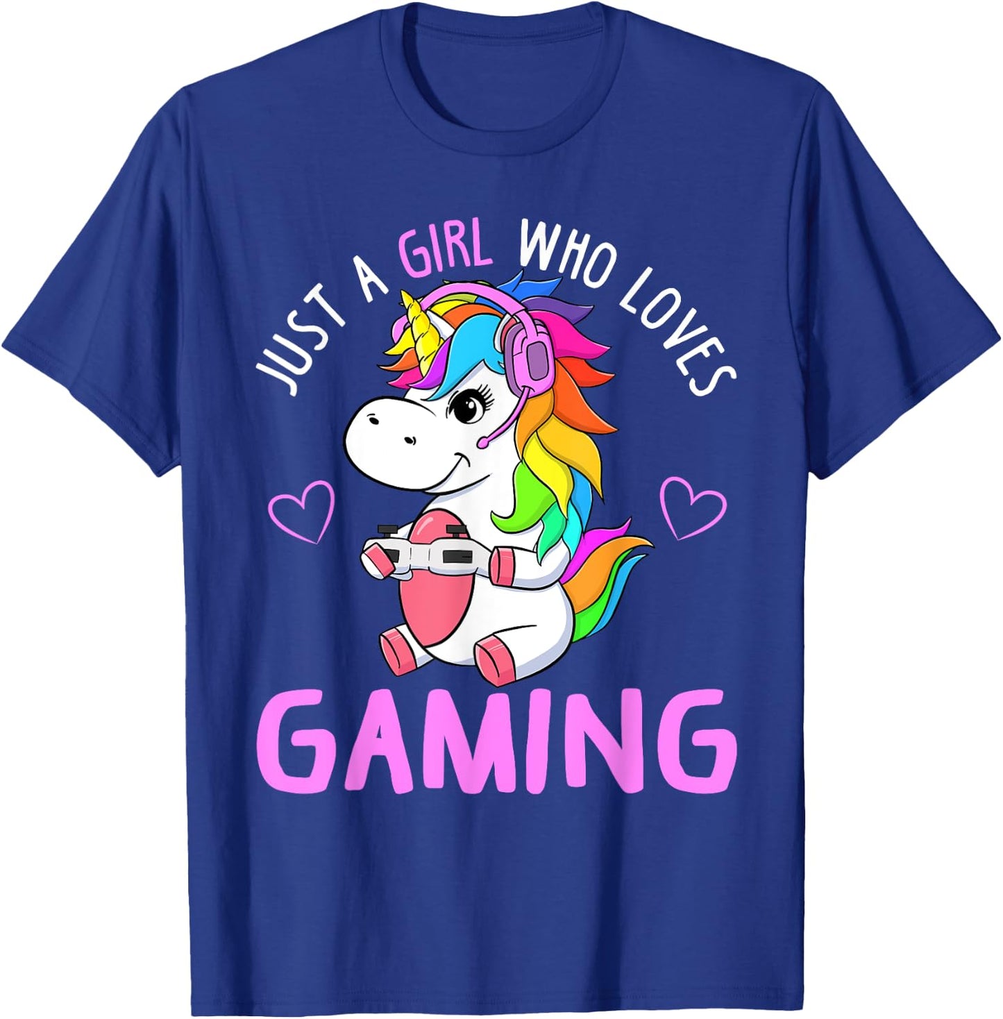 Just A Girl Who Loves Gaming Cute Gamer Unicorn Gift Women T-Shirt - T-Shirt | Royal
