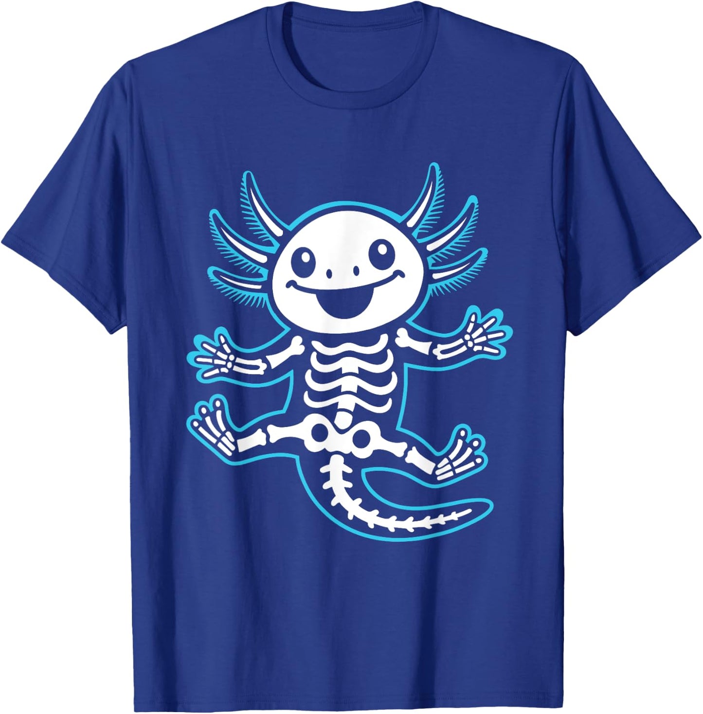 Funny Axolotl Skeleton X-Ray Boys Girls T-Shirt - T-Shirt | Royal