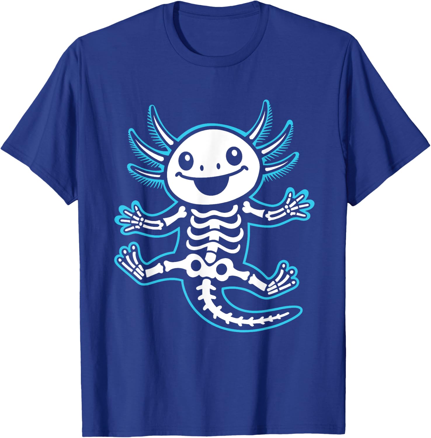 Funny Axolotl Skeleton X-Ray Boys Girls T-Shirt - T-Shirt | Royal