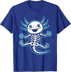Funny Axolotl Skeleton X-Ray Boys Girls T-Shirt - T-Shirt | Royal