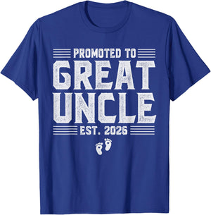 Promoted To Great Uncle Est 2026 First Time New Uncle T-Shirt - T-Shirt | Royal