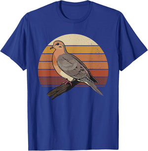 Mourning Dove Bird Lover Vintage Retro Sunset Bird Watching T-Shirt - T-Shirt | Royal