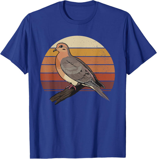 Mourning Dove Bird Lover Vintage Retro Sunset Bird Watching T-Shirt - T-Shirt | Royal