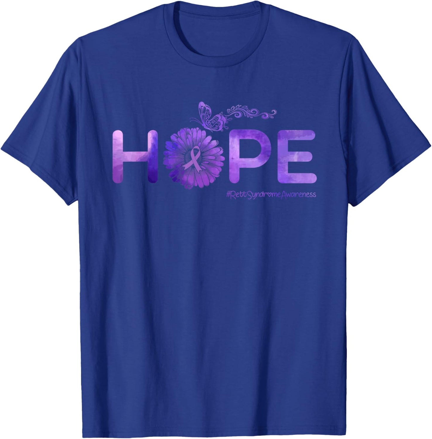 HOPE Butterfly Rett Syndrome Awareness Gifts T-Shirt - T-Shirt | Royal
