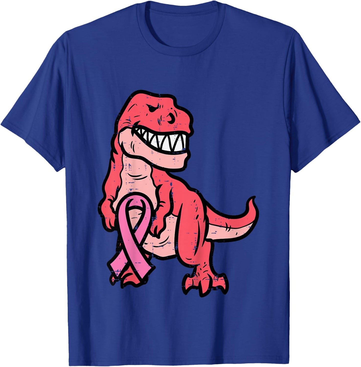 Kids Breast Cancer Awareness Dino Pink Ribbon Boys Kids Toddler T-Shirt - T-Shirt | Royal