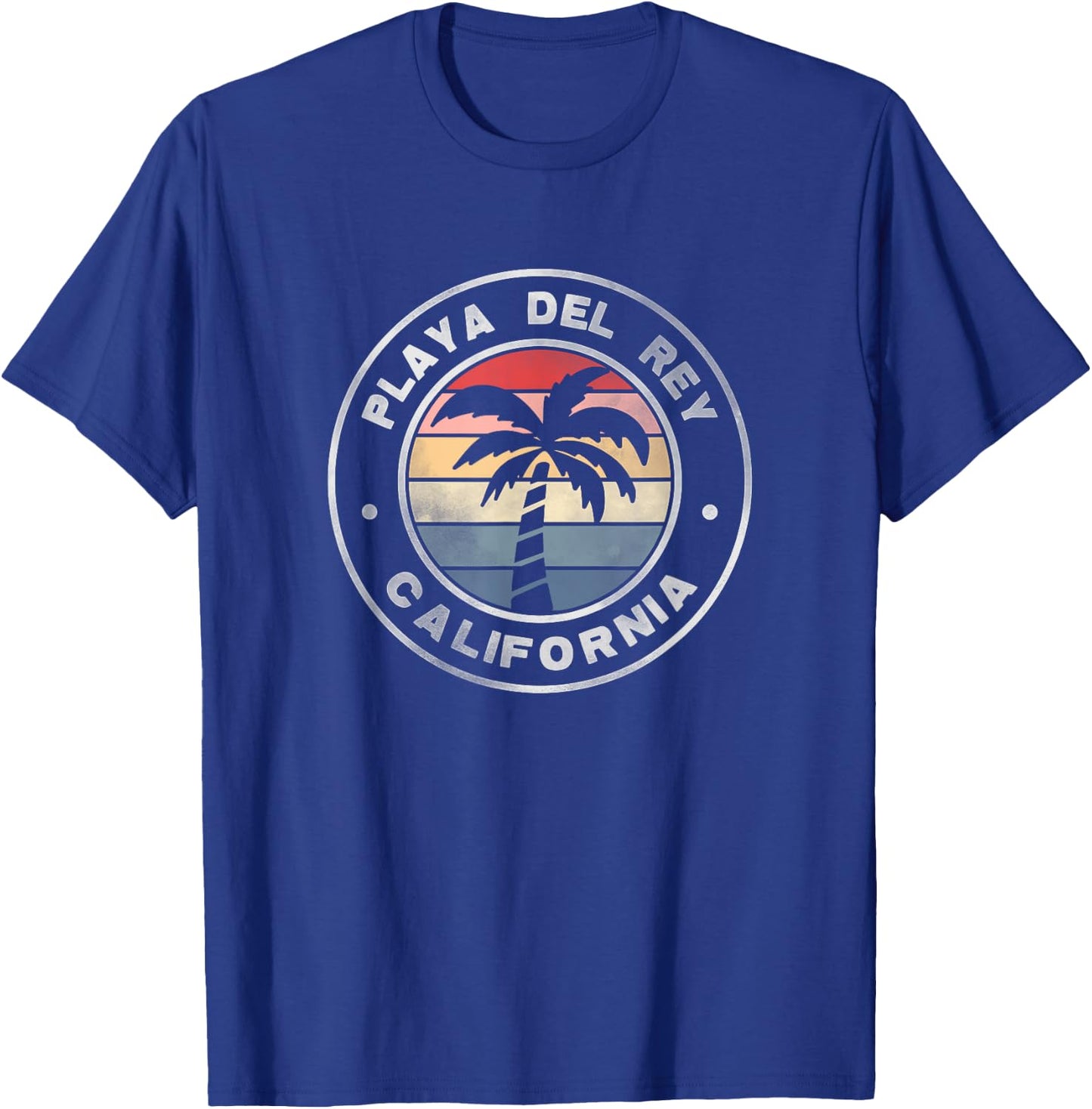 Playa Del Rey California Sunset Palm Trees Beach Retro T-Shirt - T-Shirt | Royal