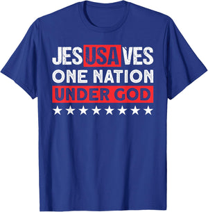 Jesus Saves USA One Nation Under God - Christian Patriotic Women Men T-Shirt - T-Shirt | Royal