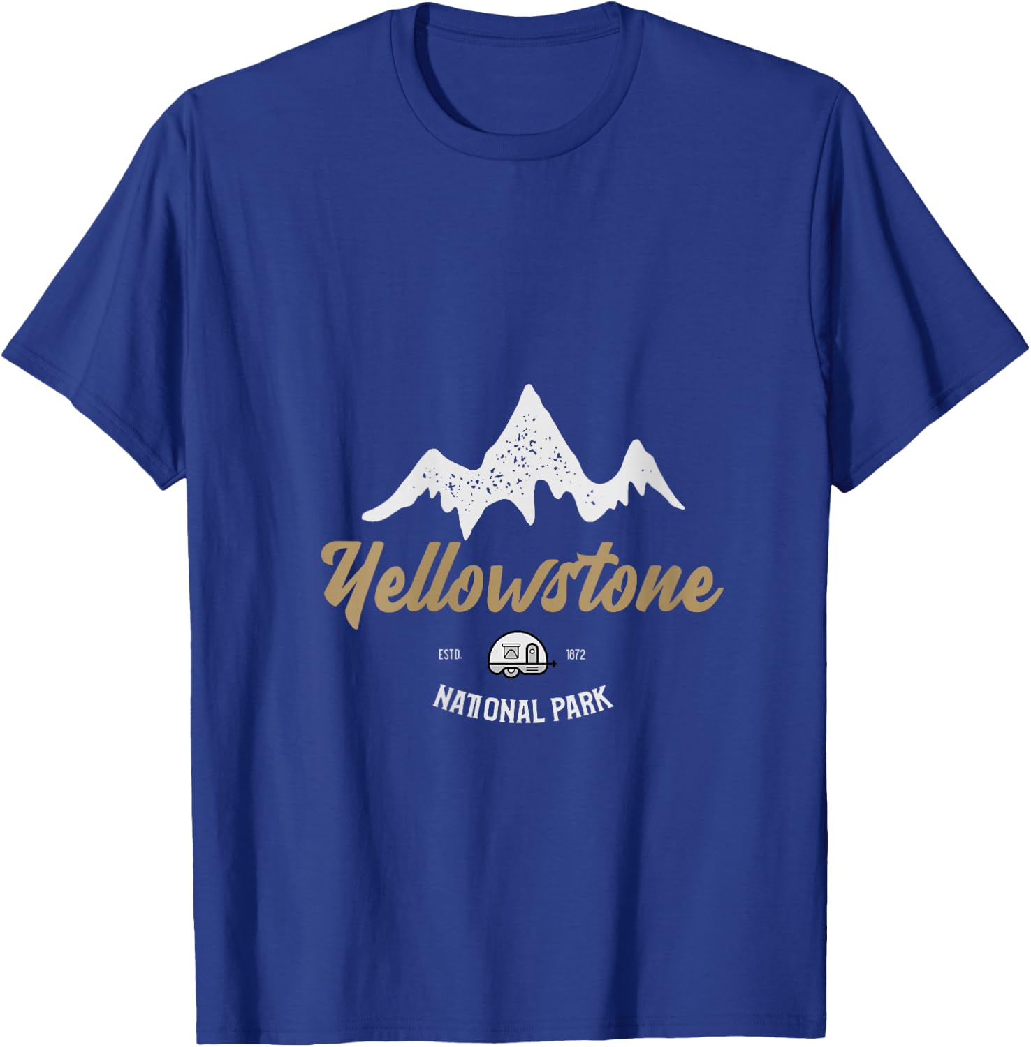Vintage Yellowstone National Park Snowy Peak V-Neck T-Shirt - T-Shirt | Royal