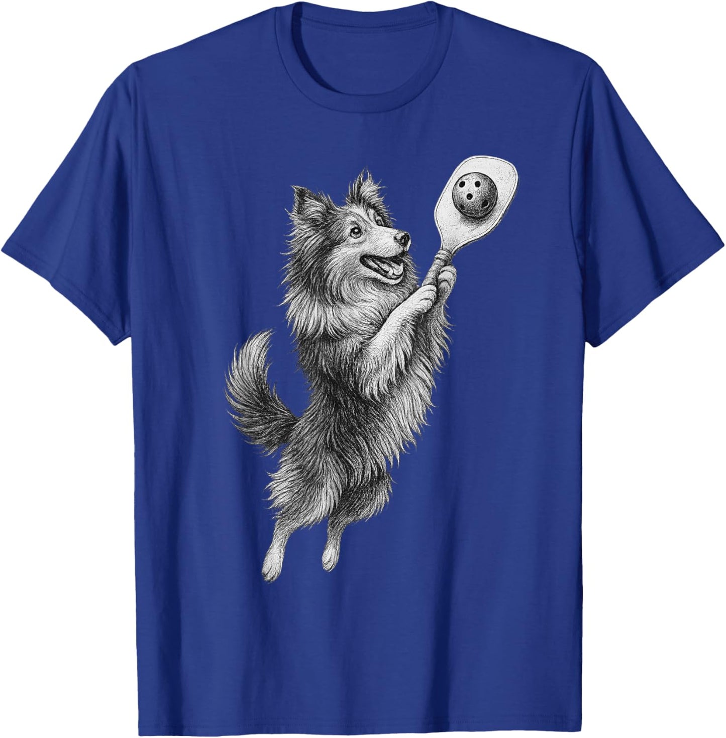 Shetland Sheepdog Playing Pickleball Sports Dog Lover T-Shirt - T-Shirt | Royal