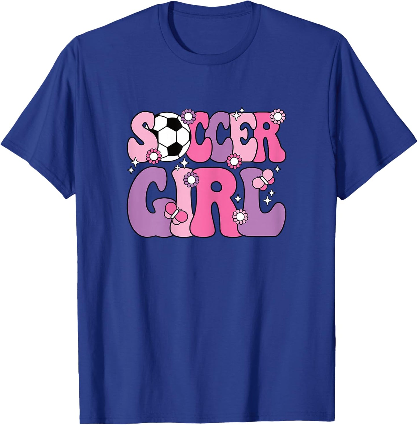 Soccer Girl Cute Groovy Soccer Lover Women Girls Kids T-Shirt - T-Shirt | Royal