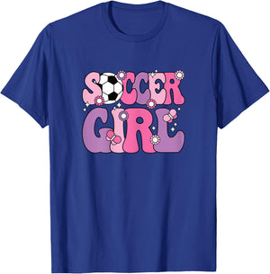 Soccer Girl Cute Groovy Soccer Lover Women Girls Kids T-Shirt - T-Shirt | Royal
