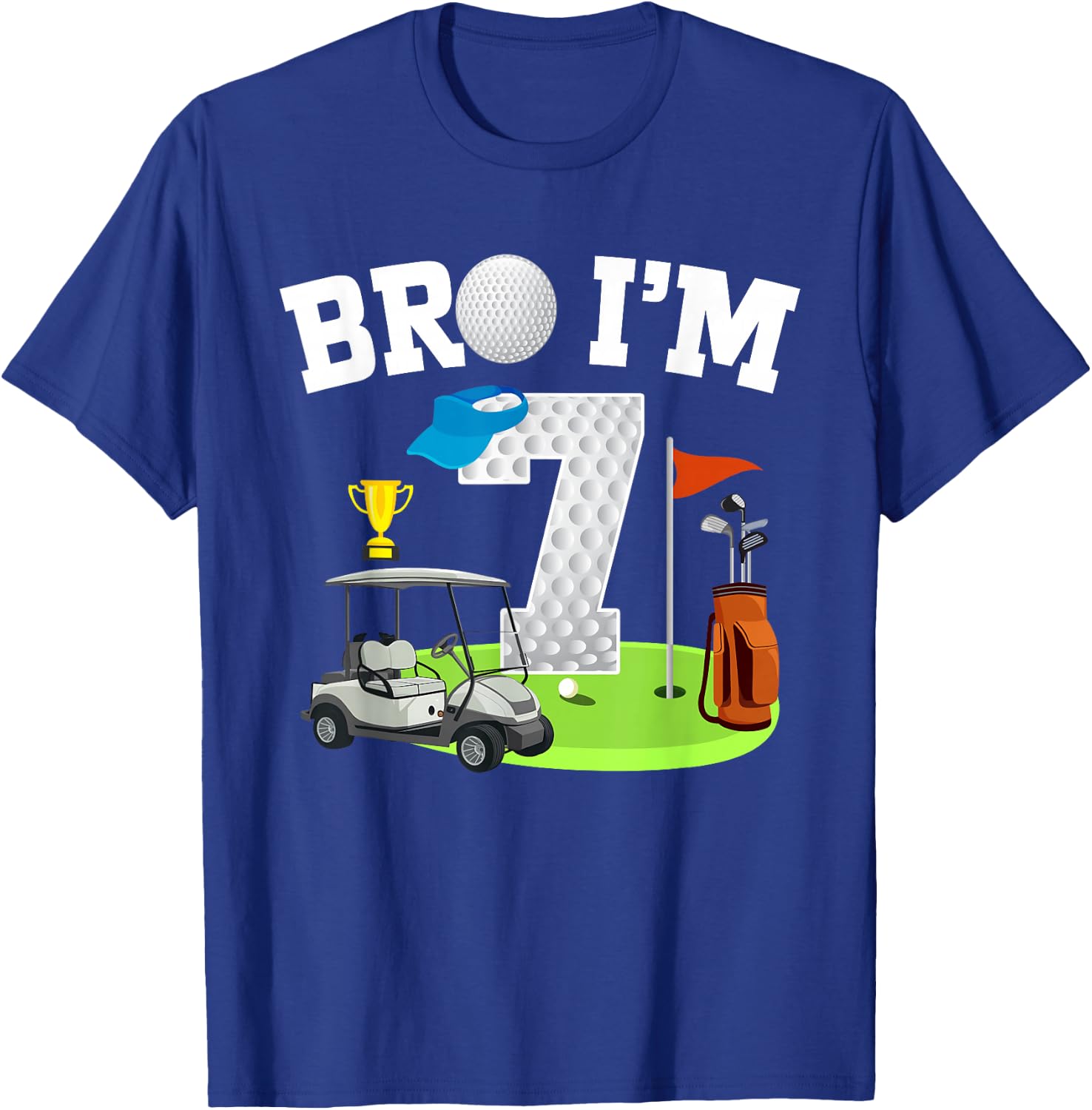 Bro I'm 7 Year Old Golf Theme 7th Birthday Golf Golfer T-Shirt - T-Shirt | Royal