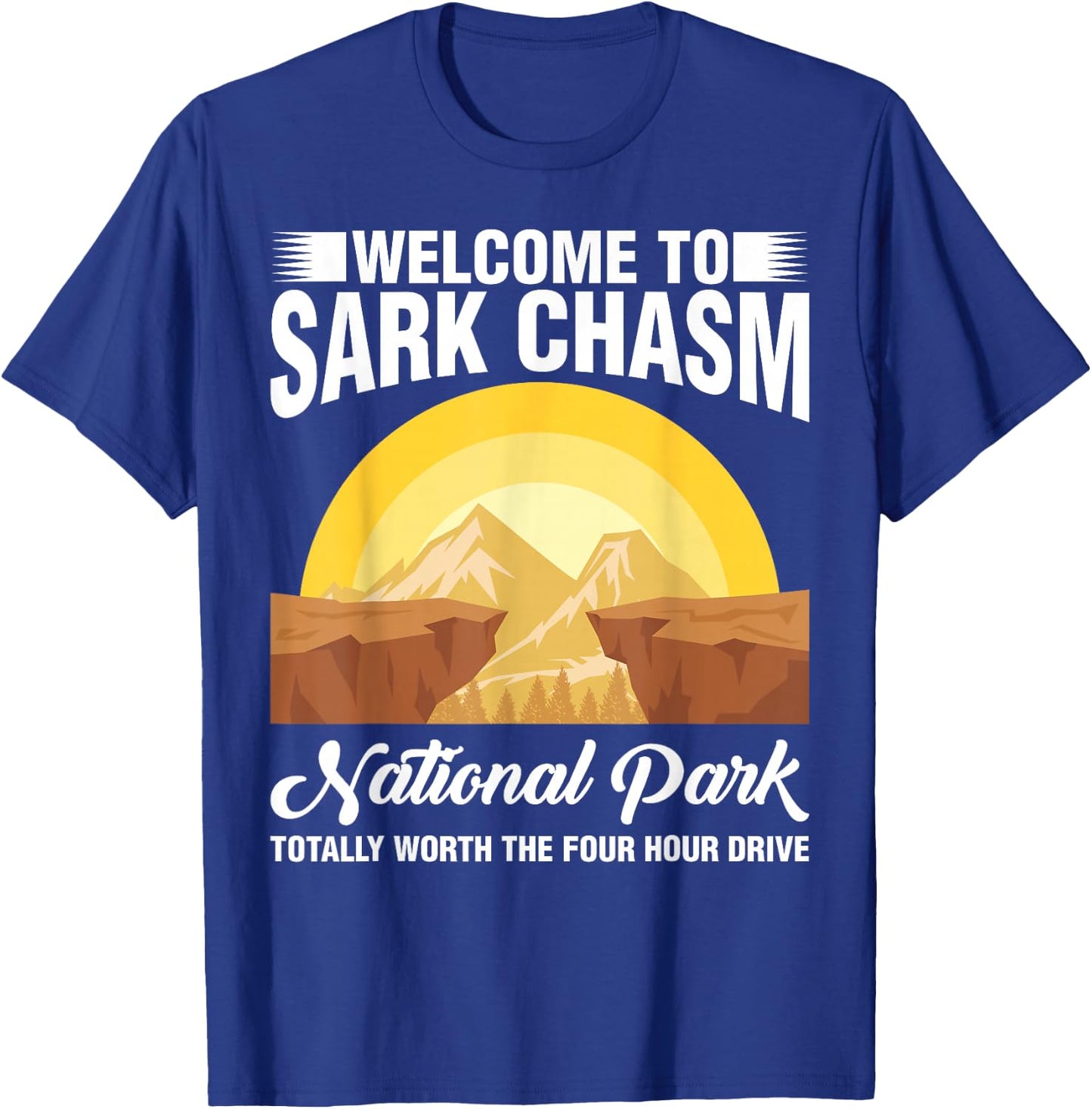 Sark Chasm Sarcasm Pun Funny Shirts Camping Hiking T-Shirt - T-Shirt | Royal