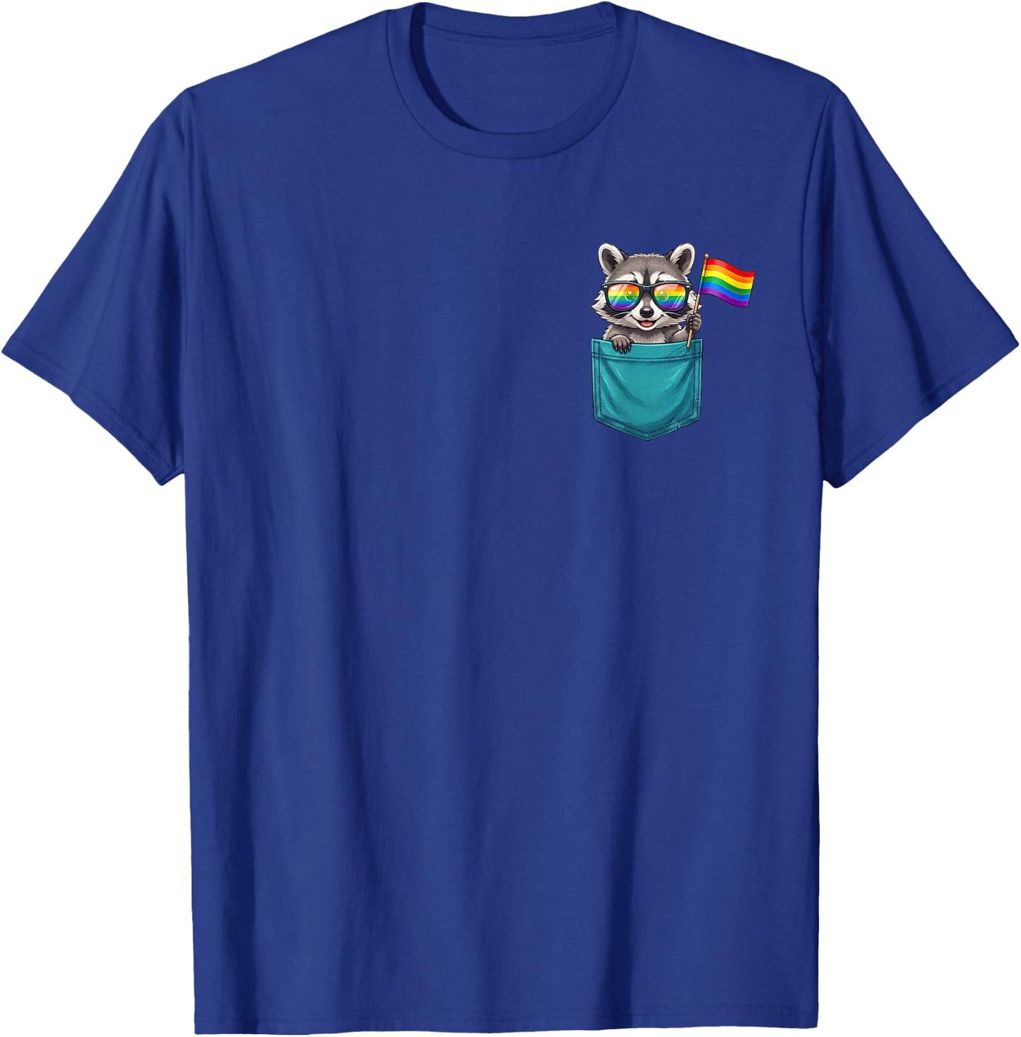 Gay Raccoon in The Pocket Rainbow Flag LGBTQ Pride Month T-Shirt - T-Shirt | Royal