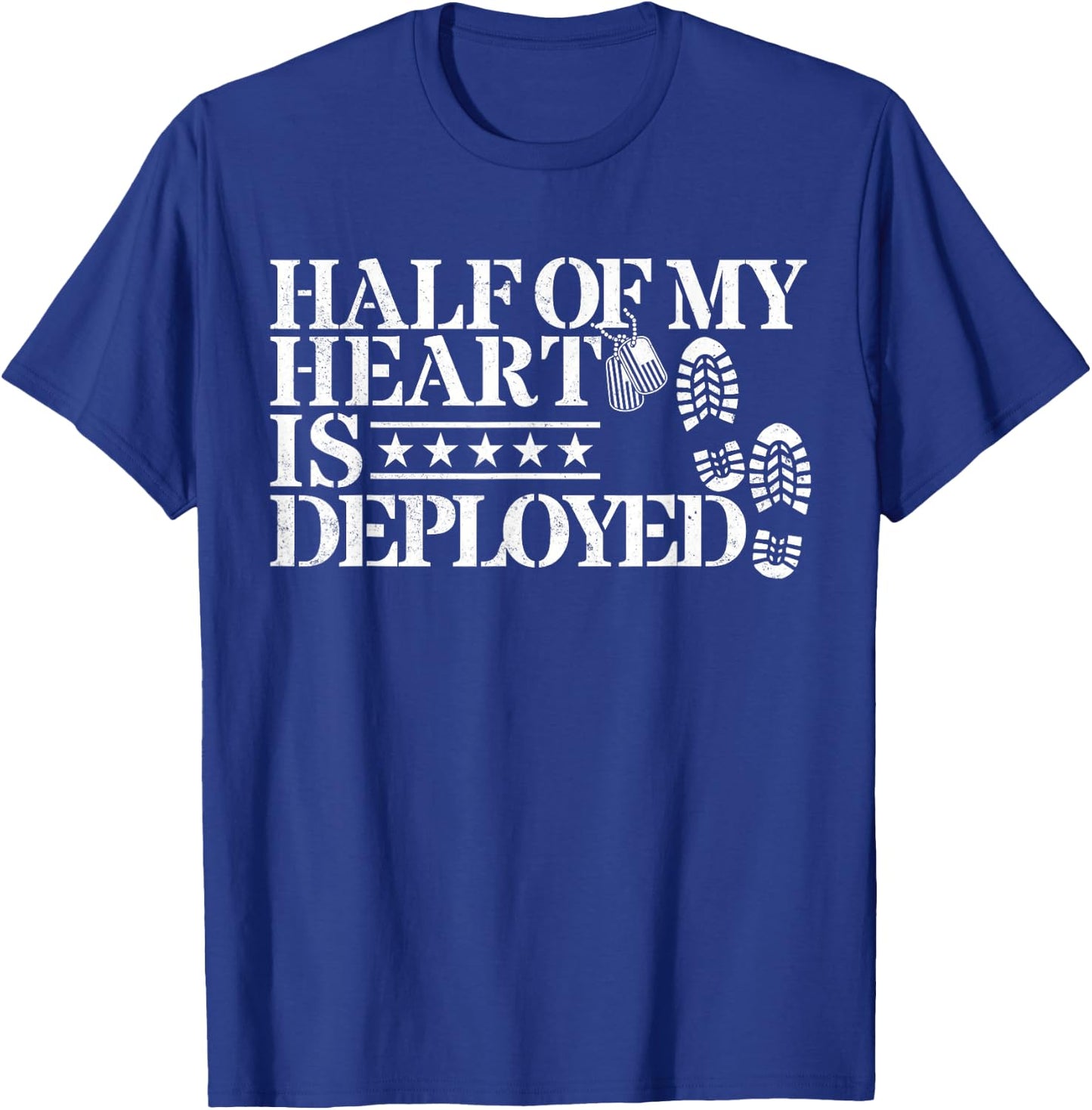 Half Of My Heart Is Deployed Husband Wife Deployment Gifts T-Shirt - T-Shirt | Royal