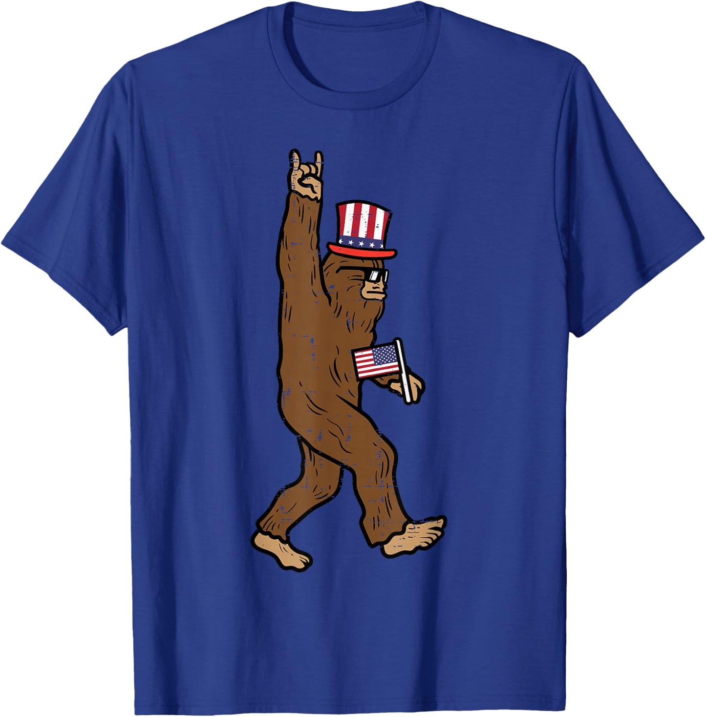 4th July Bigfoot Sasquatch Rock Patriot Rocker Men Boys Kids T-Shirt - T-Shirt | Royal