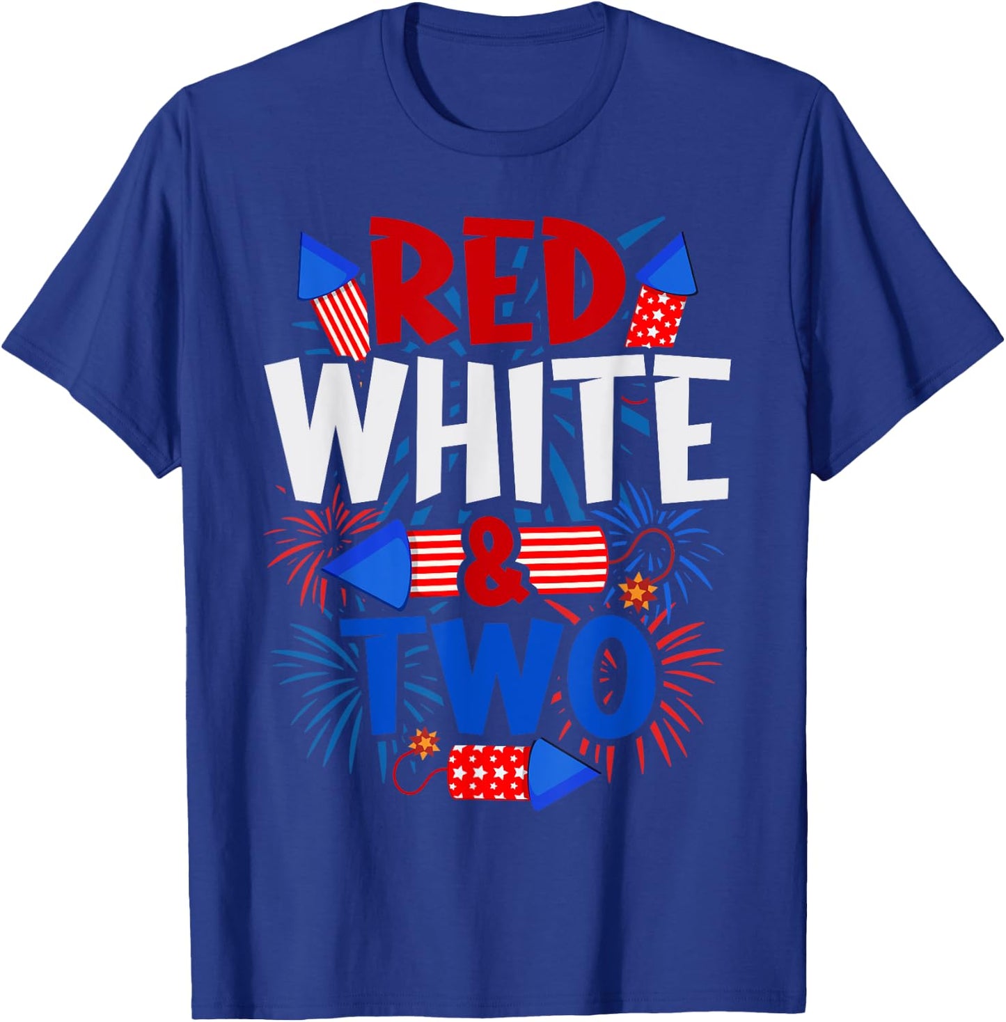 Red White & Two 2nd Birthday 4th Of July Independence Day T-Shirt - T-Shirt | Royal