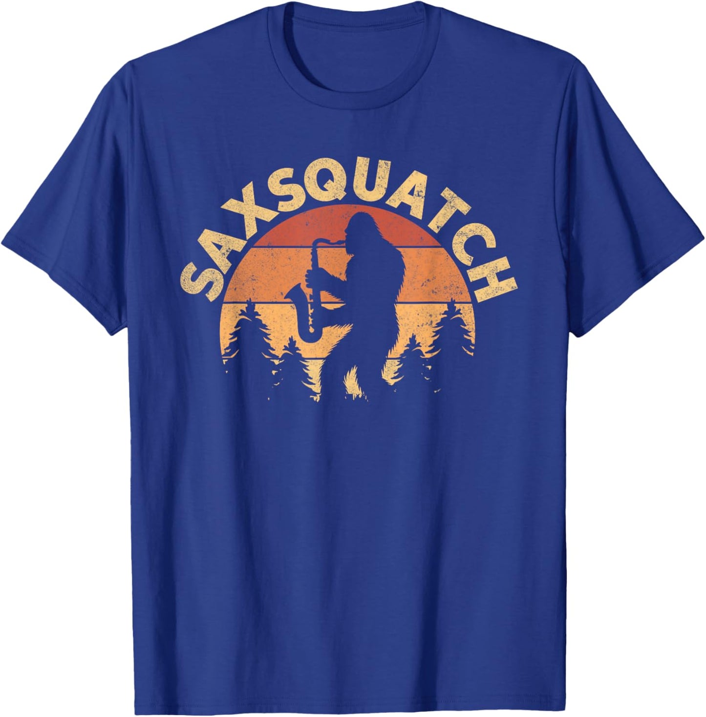 Funny Saxophone Lovers Saxsquatch Saxophonist Bigfoot Adults Humor Lover Black Small T-Shirt - T-Shirt | Royal