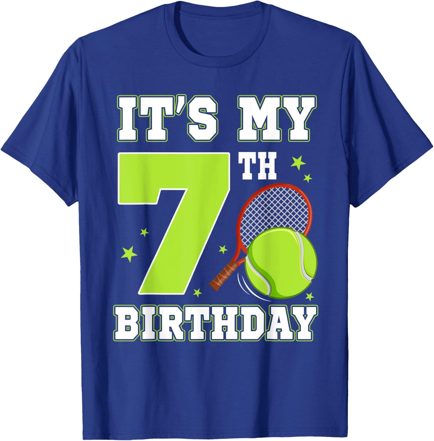 It's My 7th Birthday Tennis Themed 7 Year Old Party Kids T-Shirt - T-Shirt | Royal