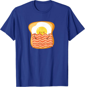 Bacon and Egg in Bed Fried Egg Sleeping Shirt Pajamas Pyjama T-Shirt - T-Shirt | Royal