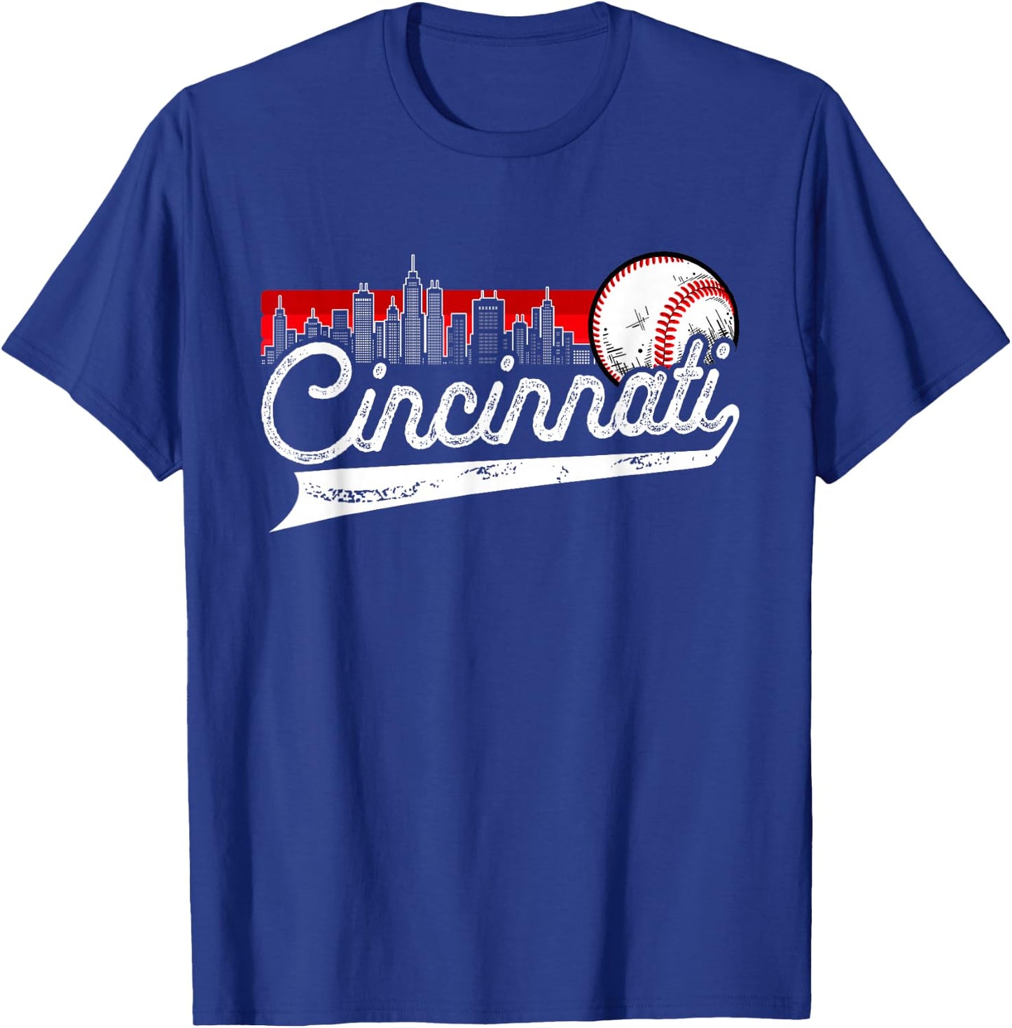 Retro Cincinnati Vintage Baseball Softball Lover Women Men T-Shirt - T-Shirt | Royal