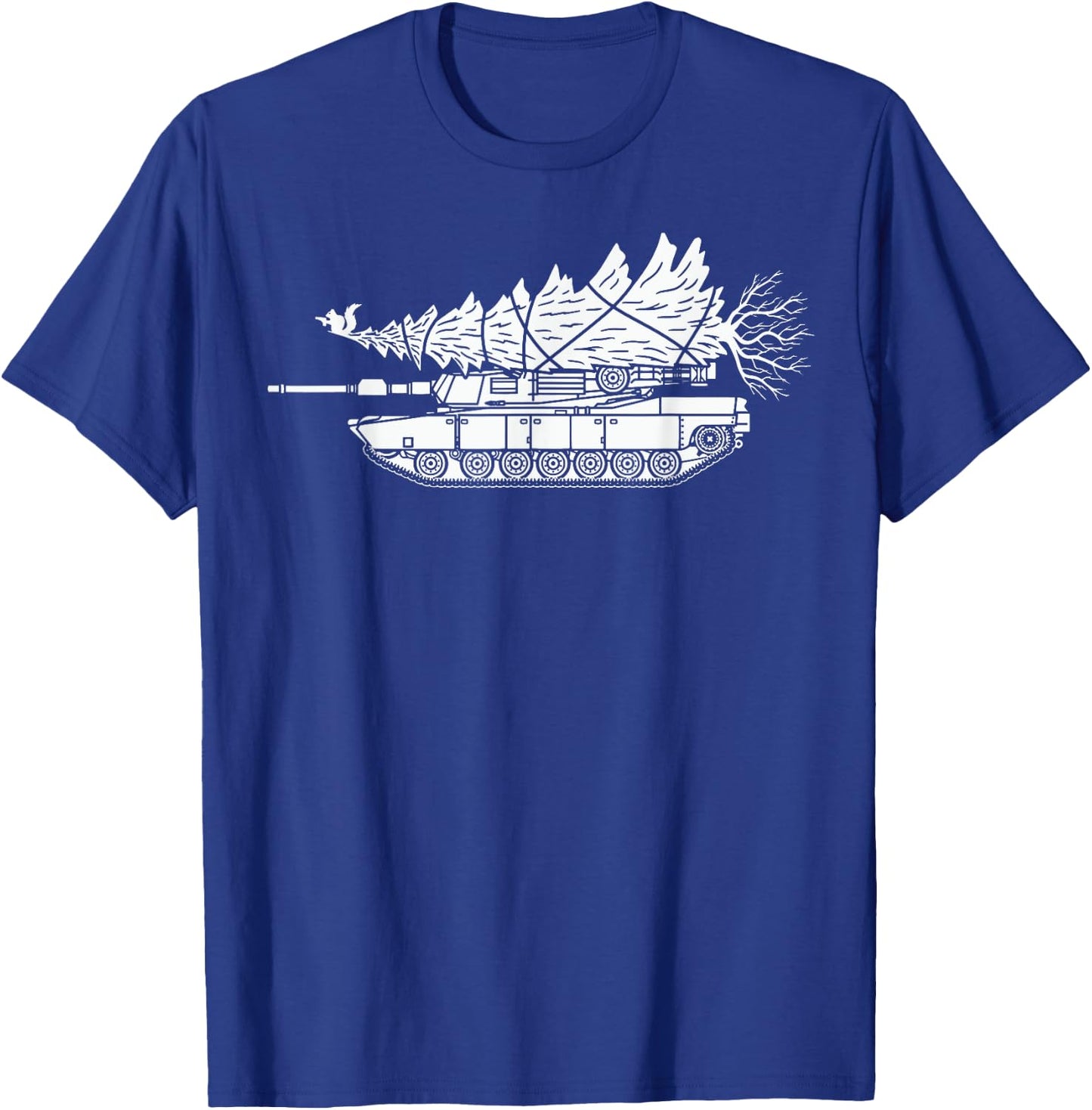 Tank Carrying Christmas Tree T-Shirt - T-Shirt | Royal