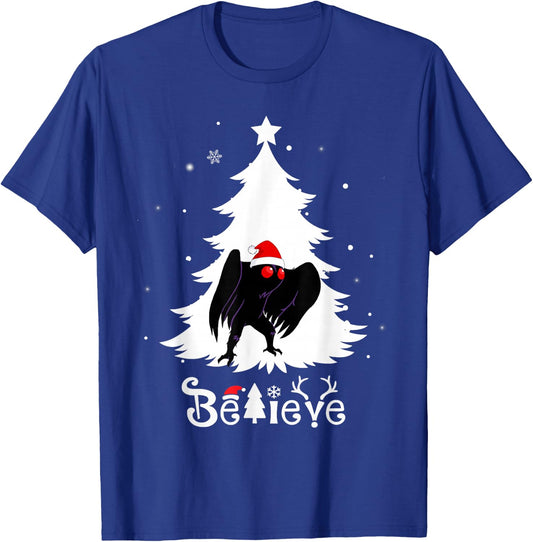 Funny Mothman Believe Christmas Cryptid Point Pleasant T-Shirt - T-Shirt | Royal