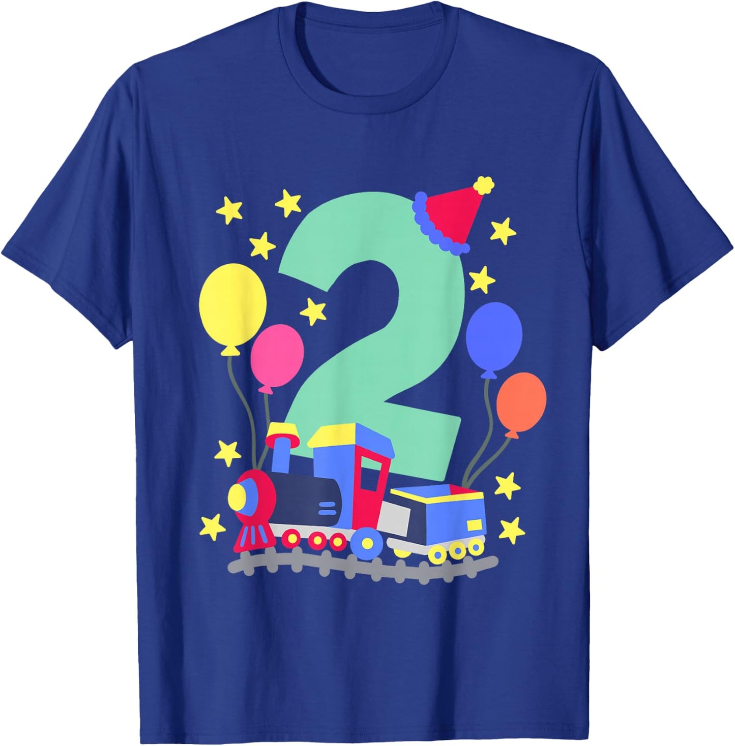 2nd Birthday Train Lovers I'm 2 Boys Kids Two Years Old T-Shirt - T-Shirt | Royal