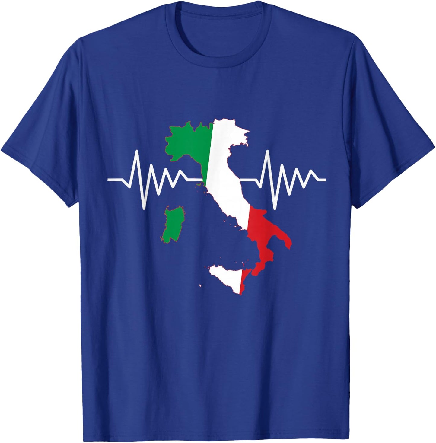Italy Flag Heart Heartbeat for Italy Men Women Kids T-Shirt - T-Shirt | Royal