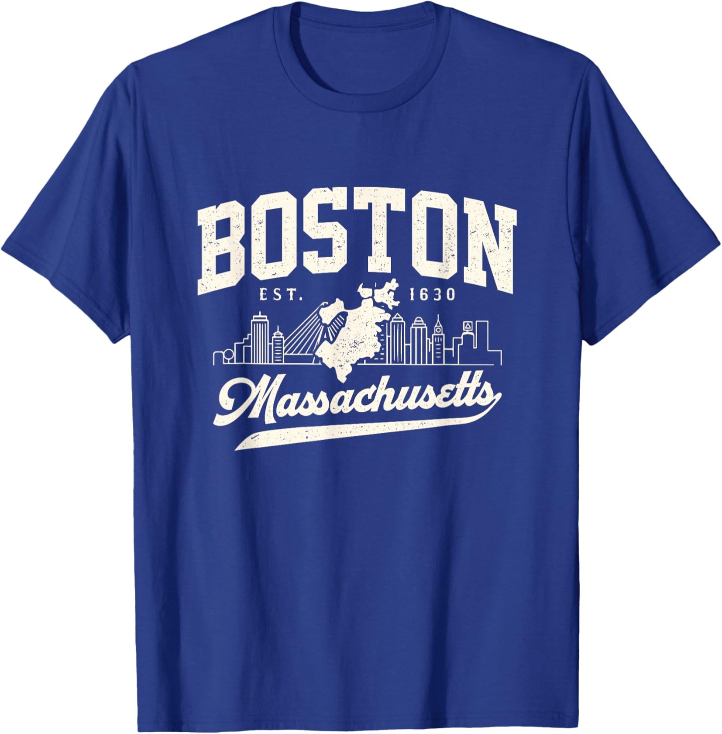 Vintage Boston Massachusetts Est. 1630 Souvenir T-Shirt - T-Shirt | Royal