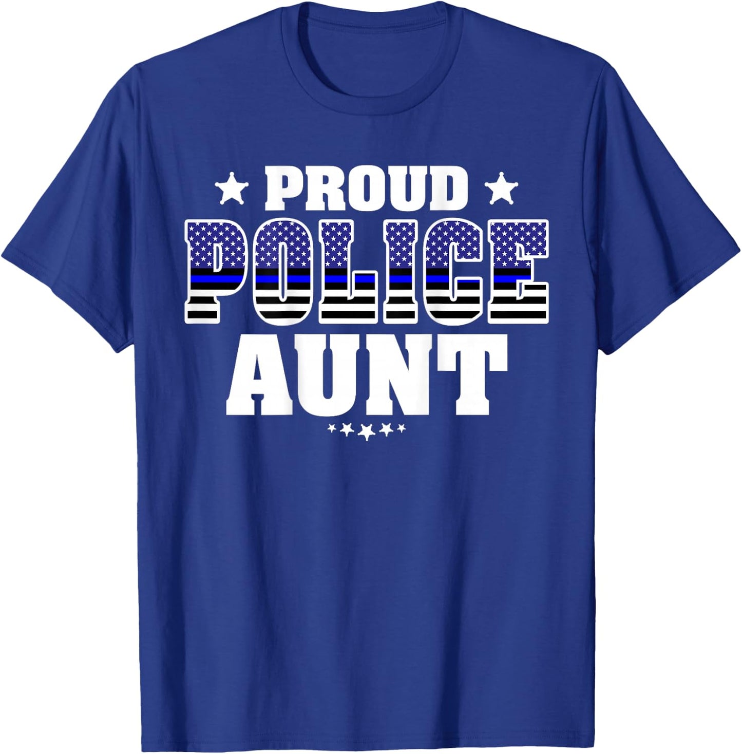 Proud Police Aunt Thin Blue Line US Police Officer's Auntie T-Shirt - T-Shirt | Royal