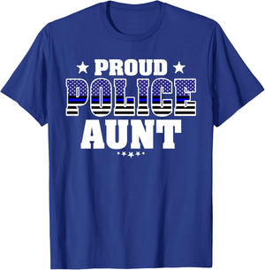 Proud Police Aunt Thin Blue Line US Police Officer's Auntie T-Shirt - T-Shirt | Royal