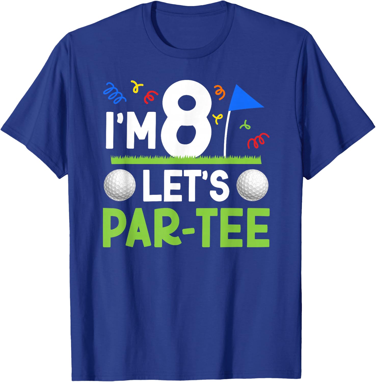 8th Birthday Party Golf Boy Eight Year Old Golfer T-Shirt - T-Shirt | Royal