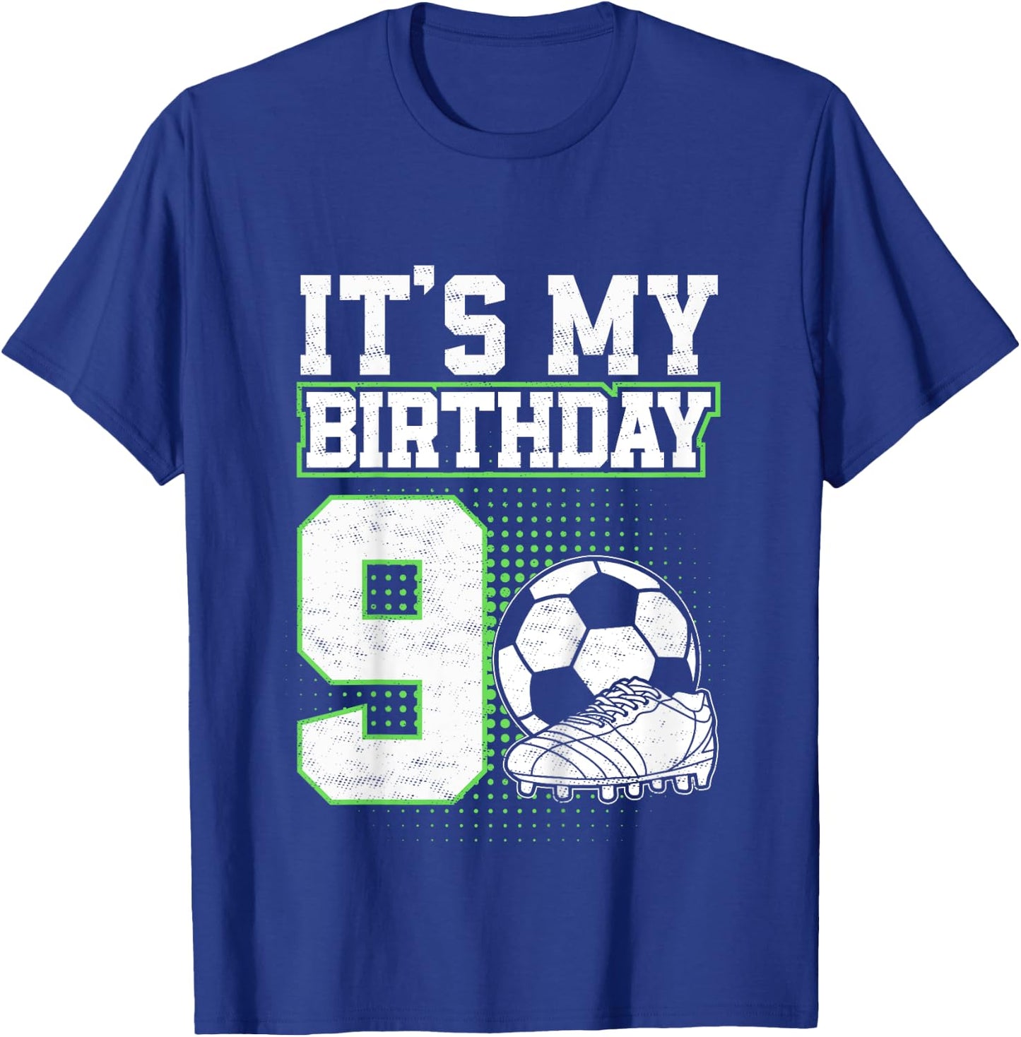 Kids 9 Year Old Soccer Boy Its My 9th Birthday Soccer Ball T-Shirt - T-Shirt | Royal