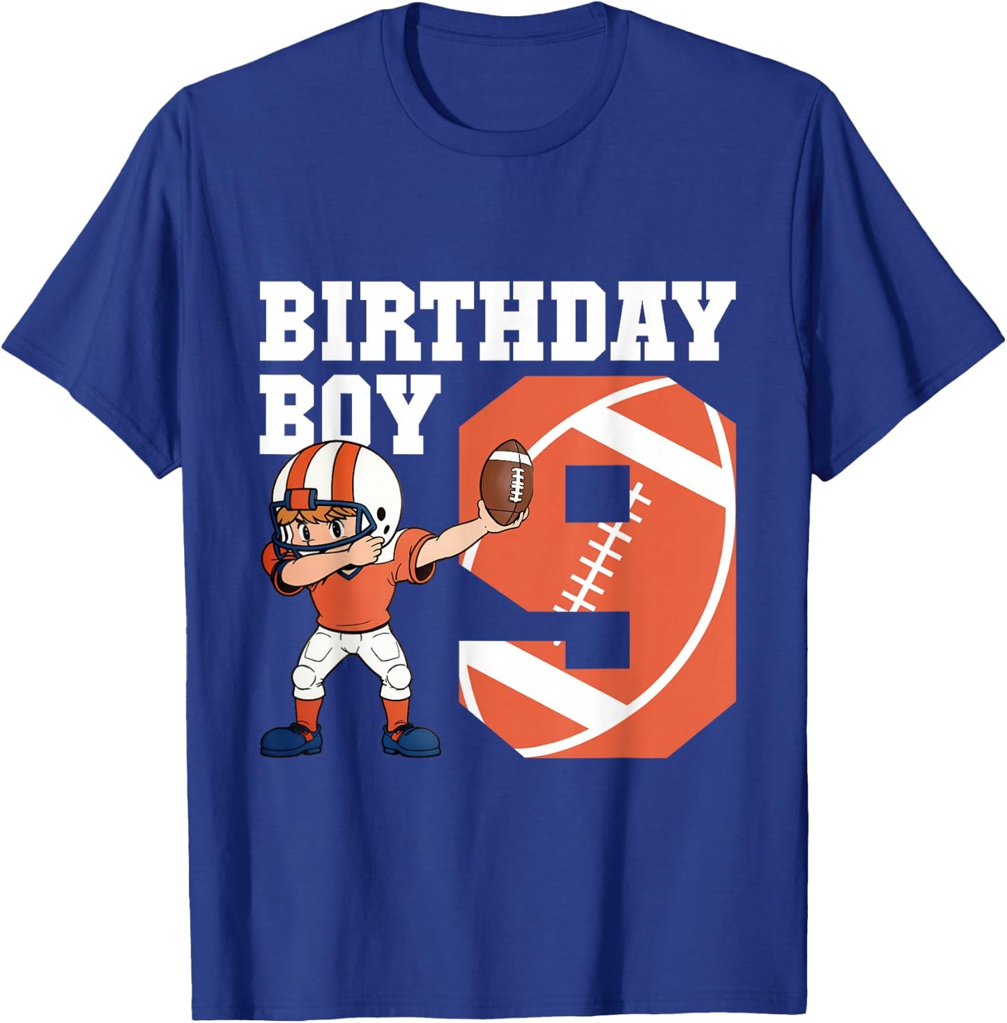 9th Birthday Boy Football Player Dabbing 9 Years Old Kids T-Shirt - T-Shirt | Royal