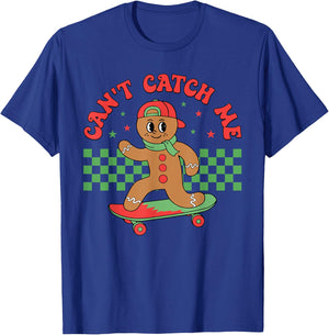 Can't Catch Me Retro Christmas Gingerbread Boy Xmas Kids T-Shirt - T-Shirt | Royal