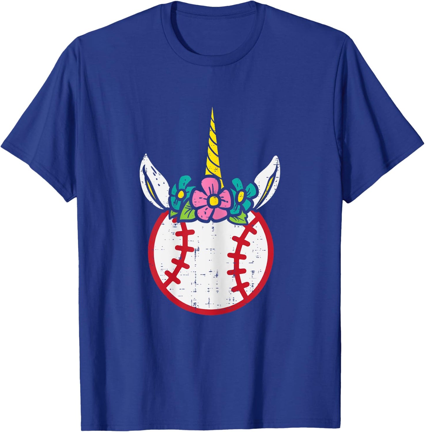 Unicorn Head Baseball Cute Sport Lovers Kids Girls Women T-Shirt - T-Shirt | Royal