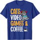 Cats Video Games Coffee Video Gamer Cat Gaming Women T-Shirt - T-Shirt | Royal