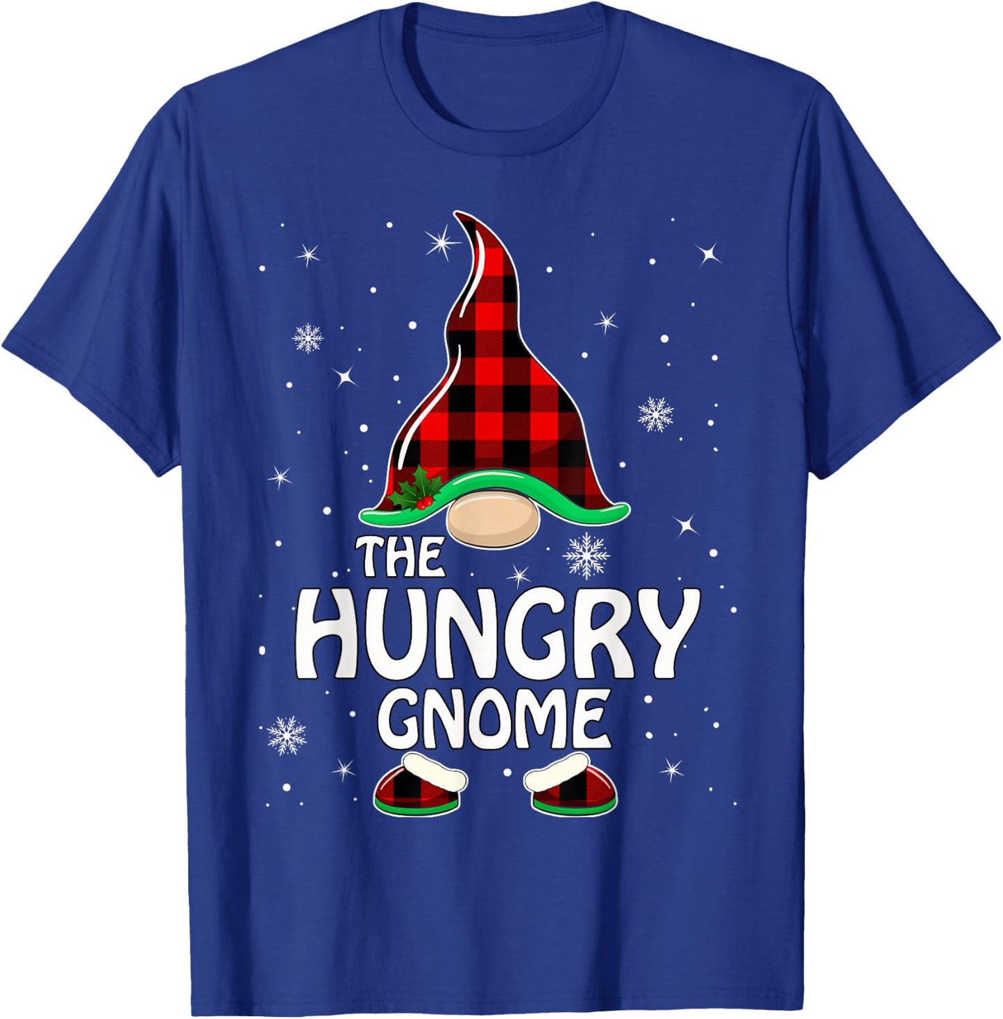 Hungry Gnome Buffalo Plaid Matching Family Christmas Pajama T-Shirt - T-Shirt | Royal