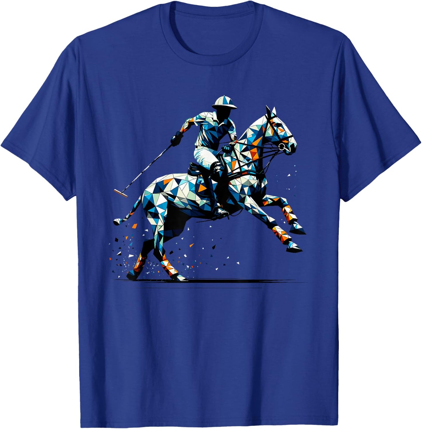 Polygon Art Polo Horseback Riding Horses Equestrian Horse T-Shirt - T-Shirt | Royal