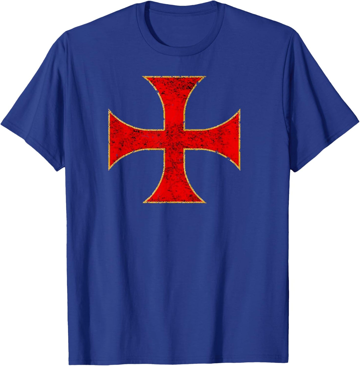 Cross Crusader Knights Templar Distressed Top T-Shirt - T-Shirt | Royal
