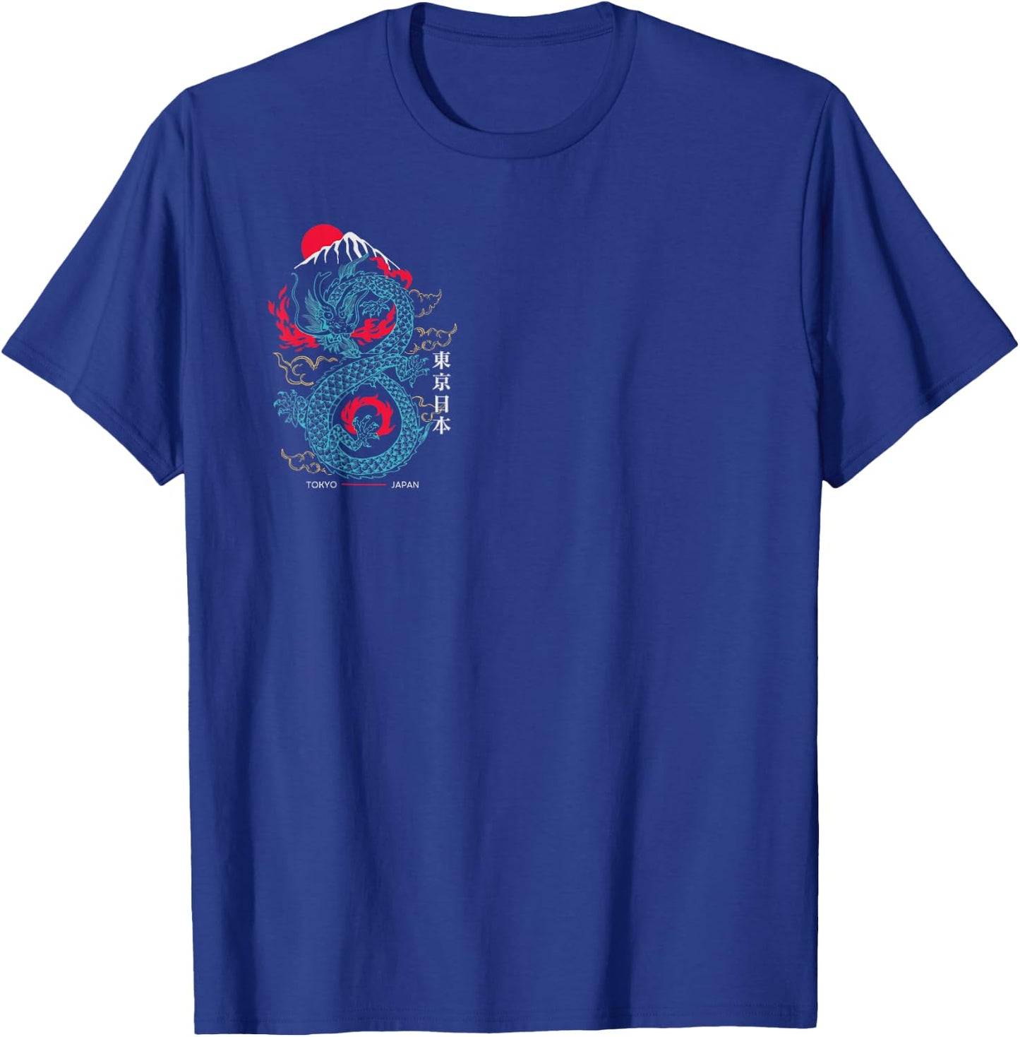 Tokyo Japan Asian Style Aesthetic Japanese Dragon On Back T-Shirt - T-Shirt | Royal